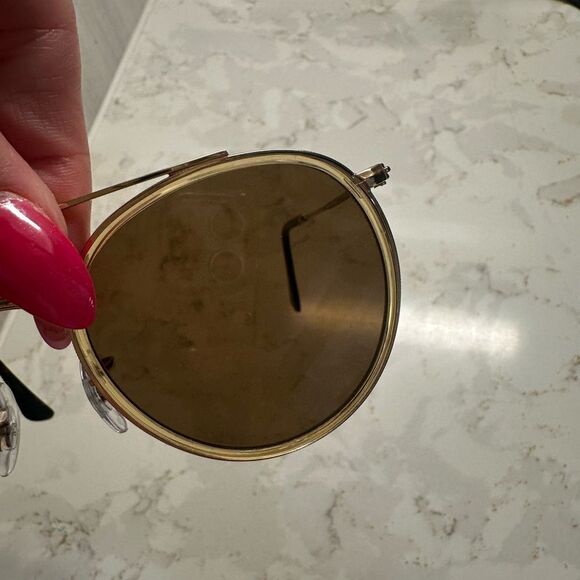 Ray-Ban Gold and Brown Round Double Bridge Polarized Sunglasses - Picture 8 of 11